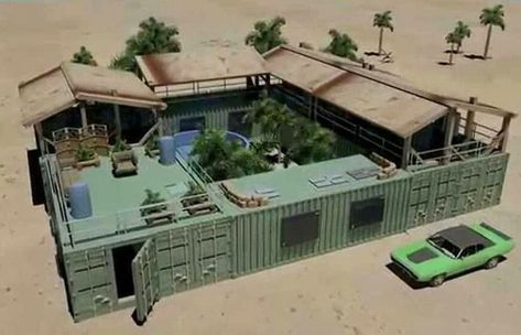 Survival Retreat Desert. Piscina Container, Container Home Designs, Shipping Container Buildings, Shipping Container Design, Container Pool, House Pool, Shipping Container Home Designs, Container Cabin, Shipping Container House Plans