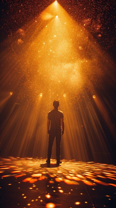 "Dramatic Light Performance: A lone #silhouettes stands engulfed in #goldenlight beams shining through a cascade of sparks. #artificialintelligence #dramaticlighting #creativeart #aiimagery #photography #digitalart #aiphotography #stockcake ⬇️ Download and 📝 Prompt 👉 https://stockcake.com/i/dramatic-light-performance_290930_59002". Dramatic Lighting Painting, Extreme Lighting Reference, Golden Light Photography, Dynamic Lighting Reference, Dramatic Lighting Reference, Lighting From Below, Dramatic Lighting Photography, Dramatic Photography, Dramatic Background