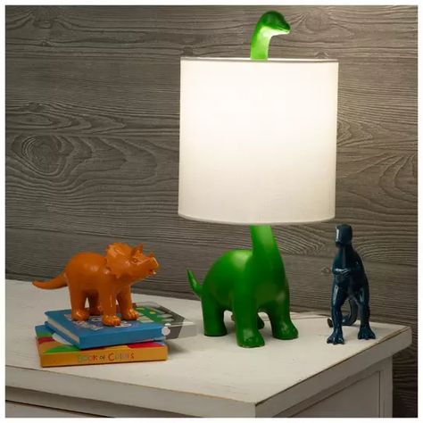 Green Long Neck Dino Lamp | Hobby Lobby | 2433332 Dinosaur Gifts For Boys, Little Boy Dinosaur Room, Dinasour Bedroom, Dinosaur Room Boys, Animal Theme Bedroom, Toddler Dinosaur Room, Diy Dinosaur Decor, Dinosaur Nursery Baby Boy, Basement Playground