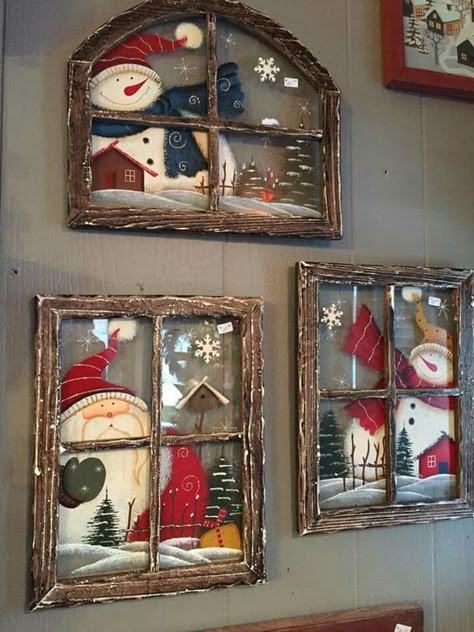 most special vertical Christmas wreath hanger, Christmas Wreath, Square wreath, retangle wreath, DIY Christmas Crafts, Christmas Decorations Recycled Christmas Decorations, Jul Diy, Window Crafts, Christmas Window Decorations, Old Windows, Christmas Window, Christmas Decorating Ideas, Window Painting, Décor Diy