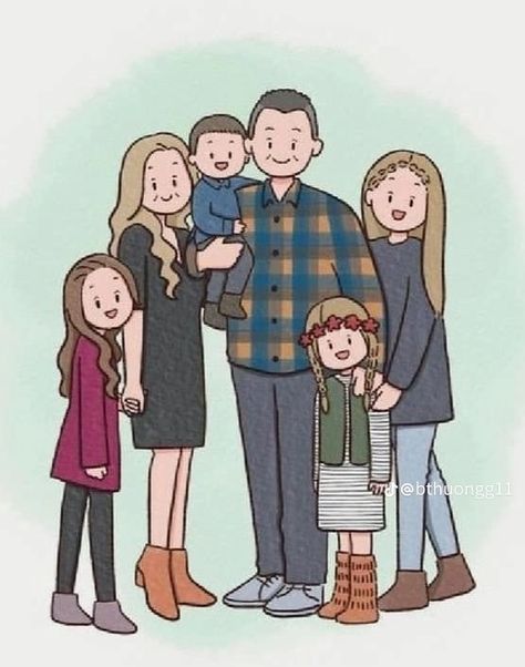 Family Doodle, Family Drawing Illustration, Family Picture Drawing, Illustrated Family Portrait, Family Sketch, V Chibi, Book Cover Artwork, Sketches Of People, Family Drawing