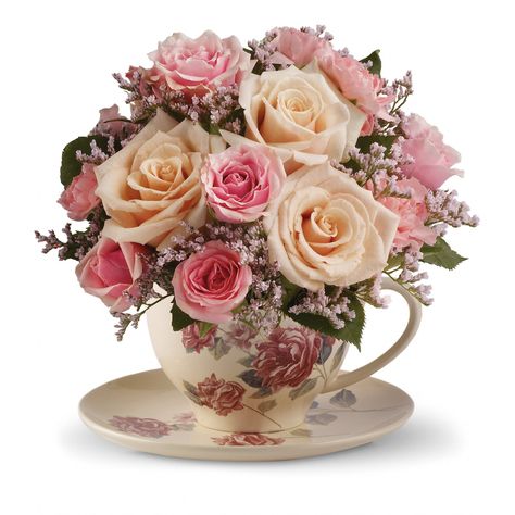 Victorian Teacups, Birthday Flower Delivery, Teacup Flowers, Pin Pals, Gift Bouquet, Victorian Flowers, Sympathy Flowers, Victorian Wedding, Mothers Day Flowers