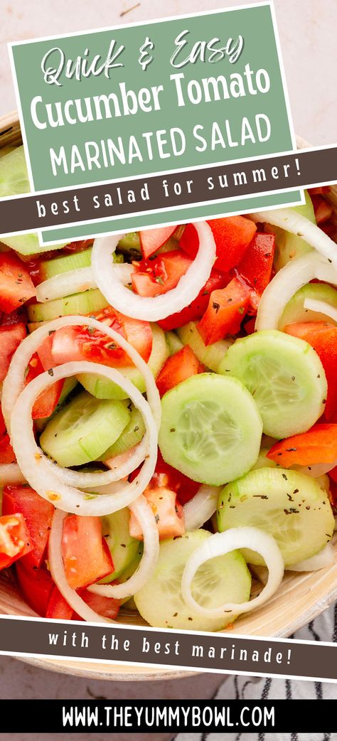 Cucumber Tomato Onion Salad Vinegar, Cucumber Tomato And Onion Salad, Cucumber Salad Dressing, Marinated Salad, Tomato And Cucumber Salad, Korean Cucumber Salad, Tomato Cucumber Salad, Tomato And Onion Salad, Chicken Salad With Grapes