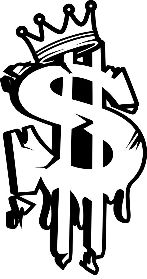 Tattoo Outline Drawing Simple, Me Vs Me Tattoo Ideas, Money Maker Tattoo Design, Trap House Logo, Tattoo Ideas On Paper, 777 Drawing, Graffiti Stencil Template, Dollar Tattoo Design, Old School Graffiti Characters