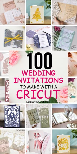 100 Gorgeous Wedding Invitation SVG-files for Your Cricut - Awesome Alice Cricut Wedding Cards Ideas, Cricut Joy Wedding Invitations, Cricut Wedding Invites, Cricut Invitations Wedding, Cricket Wedding Invitations, Cricut Wedding Invitations Diy, Cricut Save The Date Ideas, Cricut Wedding Cards, Diy Wedding Invitations Cricut