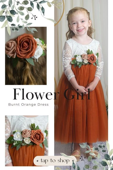 Discover the enchanting world of Lisa Ann's Creations, where each flower girl dress and special occasion dress tells a unique story. Fall in love with our captivating selection of fall wedding styles, featuring breathtaking burnt orange flower girl dresses. Your wedding day will be a magical one with these exquisite ensembles that both you and your kids will cherish for years to come! Burnt Orange Flower Girl Dresses, Orange Flower Girl Dress, Fall Wedding Ring, Orange Flower Girl, Medieval Wedding Theme, Fall Flower Girl, Fall Flower Girl Dresses, Dresses For Babies, Rhodes Wedding