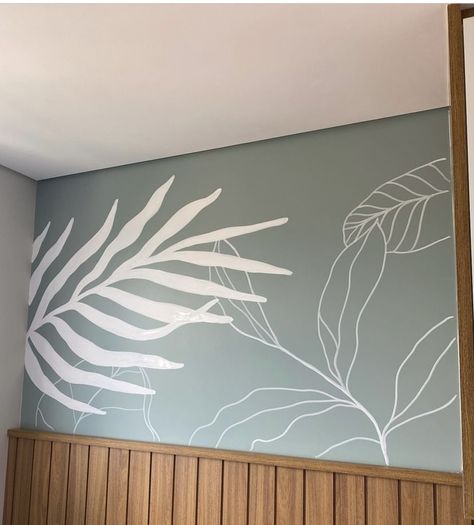 Easy Wall Murals Painted Diy, Wallpaintings Ideas, Wall Murals Painted Diy, Diy Headboard Ideas, Headboard Inspiration, Creative Headboard, Abstract Mural, Bathroom Mural, Living Room Murals