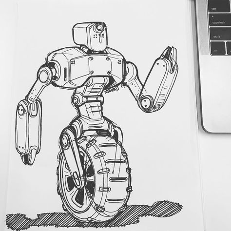 10-004 #sketchaday #phasezerodotco #inktober #inktober2017 Retro Robot Art, Draw Robot, Retro Future Fashion, Robot Drawing, Robot Design Sketch, Sketch Character, Robot Sketch, Robot Cartoon, Retro Robot