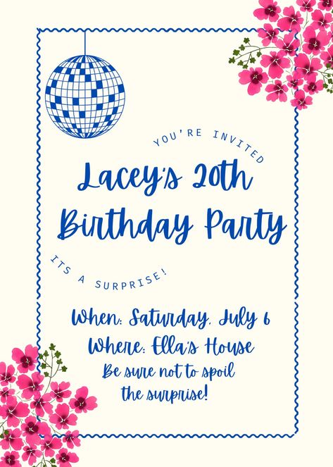 Use this invite template to create the cutest invitations for a Mamma Mia themed birthday party! Greek Birthday Theme, Mamma Mia Bday Invitation, Mamma Mia Party Inspiration, Disco Mama Mia Party, Mamma Mia 30th Birthday, Mamma Mia Birthday Invitations, Mamma Mia 20th Birthday Party, Mamma Mia Invitation Template, Mama Mia Invitation