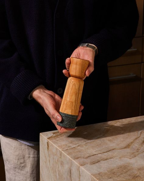 Stone Pepper Mill - by Holcomb Studio / Core77 Design Awards Pepper Mill Design, Speculative Design, Grain Mill, Spice Set, Ancient Grains, Bespoke Post, Cracked Pepper, Salt Cellar, Pepper Mill