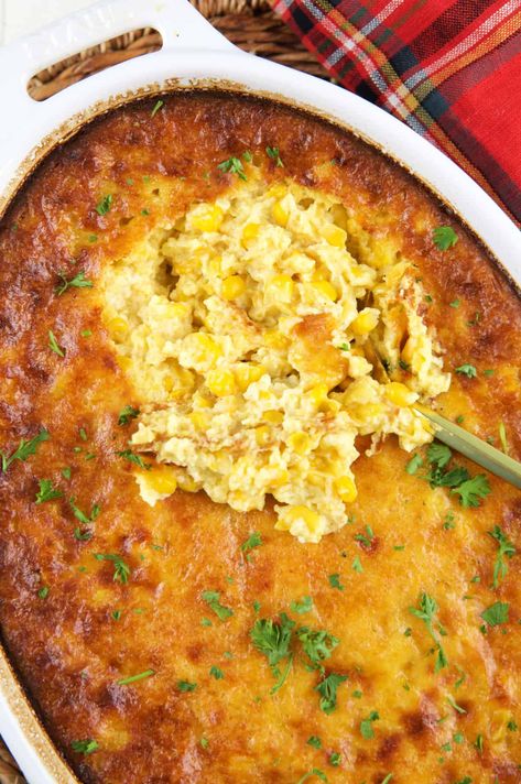 Corn Pudding Recipe Best Corn Pudding Recipe, Easy Corn Recipes, Corn Pudding Casserole, Corn Pudding Recipe, Sweet Corn Casserole, Creamy Corn Casserole, Street Corn Recipe, Recipe Thanksgiving, Thanksgiving Menu Ideas Side Dishes