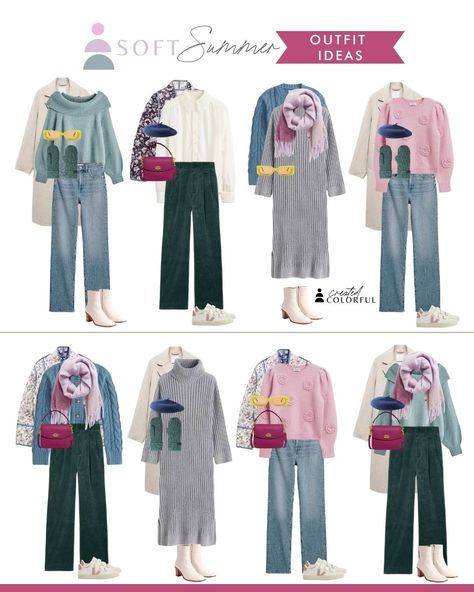 Soft Summer Work Outfits, Soft Summer Color Palette Outfits, Soft Summer Fashion, Muted Summer, Color Analysis Summer, Summer Skin Tone, Created Colorful, Wardrobe Colour, Cool Summer Palette