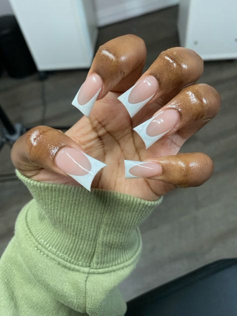 French Tip Acrylic Nails Duck, White Tip Duck Nails, Duck French Tips, Plain Duck Nails, White French Tip Duck Nails, White French Duck Nails, Duck French Tip Nails, Short White French Tip Duck Nails, French Tip Duck Nails