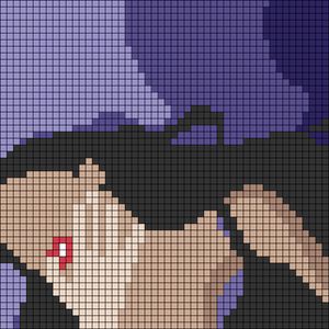 Alpha pattern #157488 | BraceletBook Olivia Rodrigo Cross Stitch, The Weeknd Alpha Pattern, Bridgerton Pixel Art, Olivia Rodrigo Crochet Tapestry, Pixel Face Art, Sabrina Carpenter Pixel Art, Olivia Rodrigo Alpha Pattern, Olivia Rodrigo Perler Beads, Album Cover Tapestry Crochet