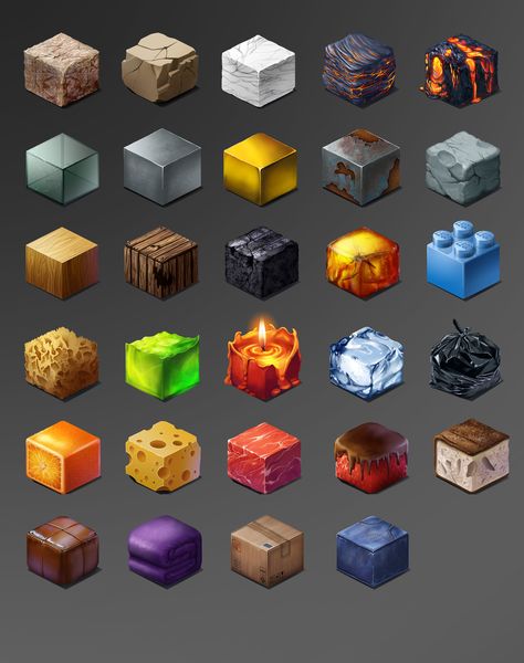 Med Illustration, Texture Examples, Learn Digital Art, Texture Study, Isometric Game, Isometric Cube, Rendering Techniques, Types Of Texture, Isometric Drawing