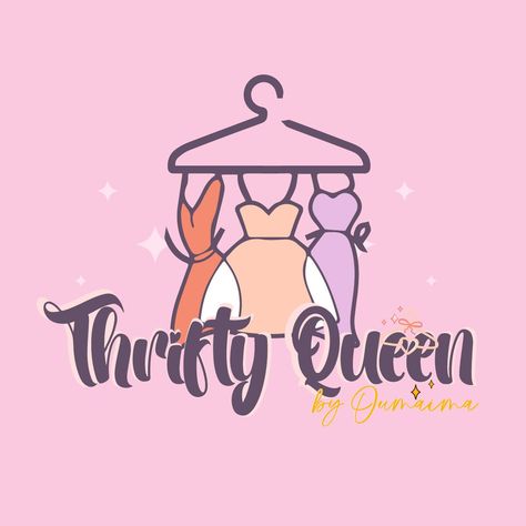 Thrifty Queen | Hand drawn clothing store logo design typographydesign #designing #logo #howtobrandyourselfdesign Thrift Clothes Logo, Thrift Store Logo Design, Thrift Logo, Clothing Store Logo Design, Clothing Store Logo, Fashion Logo Inspiration, Store Logo Design, Thrift Flip Clothes, Online Thrift Shop