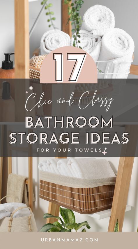 Looking for chic and classy bathroom storage ideas for your towels? Check out these 17 insanely chic bathroom storage ideas for towels. Bathroom Caddy Decor Ideas, Vertical Bathroom Storage, Bathroom Basket Storage Ideas, Bathroom Towel Storage Baskets, Bathroom Vanity Alternatives, Bidet Towel Storage, Bathroom Towel Storage Ideas The Wall, Towels Under Bathroom Sink, Bathroom Towel Organization