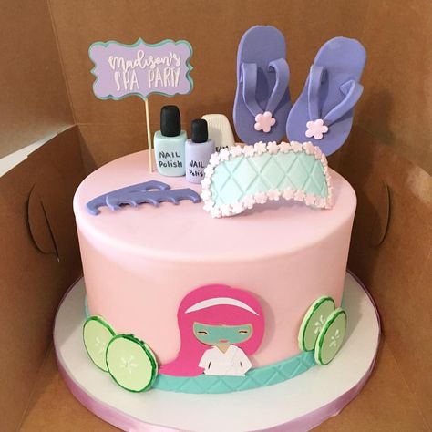 Spa Birthday Cakes For Kids, Spa Party Cake Ideas Kids, Spa Cakes For Girls Birthdays, Spa Cake Ideas, Spa Themed Birthday Cake, Spa Theme Cake, Spa Party Cake, Slumber Party Cake, Spa Birthday Cake