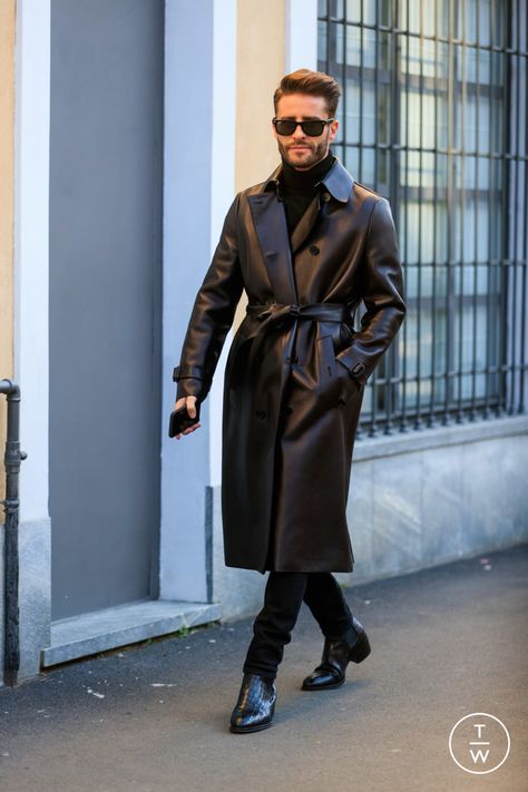 Mens Leather Trench Coat Outfit, Men Trench Coat Outfit Mens Fashion, Men’s Leather Trench Coat, Leather Trench Coat Outfit Men, Black Trench Coat Outfit Men, Trench Coat Outfit Men, Mens Long Overcoat, Leather Trench Coat Outfit, Leather Trench Coat Mens