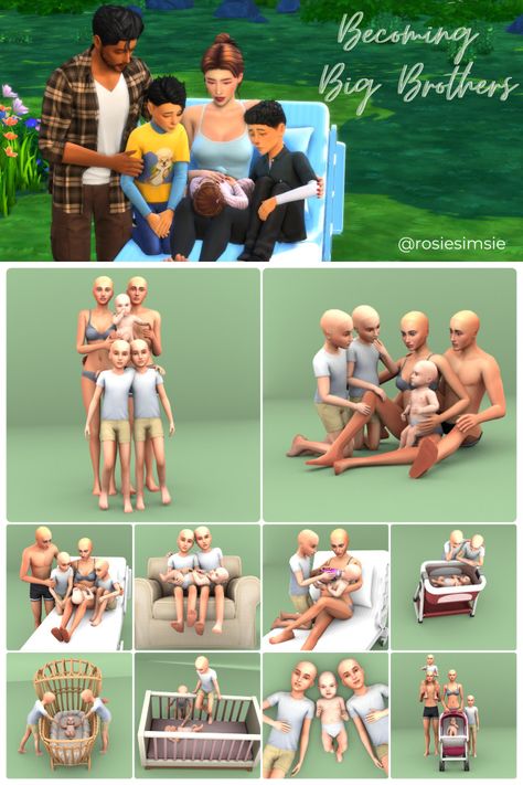 RosieSimsie 4 Group Poses, Twins Posing, Sims Love, Sims 4 Hair Male, Sims 4 Tattoos, Sims Baby, Sims 4 Family, Sims Packs, Vanellope Von Schweetz