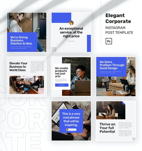 Best Templates Instagram, Case Study Instagram Post, Corporate Ig Feed, Layout For Instagram Post, Corporate Graphic Design Social Media, Corporate Template Design, Corporate Social Media Template, Instagram Technology Post, Corporate Instagram Feed Design