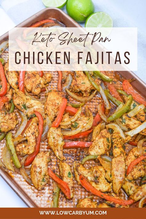 Keto Sheet Pan, Sheet Pan Fajitas, Pan Fajitas, Sheet Pan Chicken Fajitas, Chicken Fajitas Recipe, Easy Chicken Fajitas, Homemade Fajita Seasoning, Chicken Fajita Recipe, Pan Chicken Fajitas