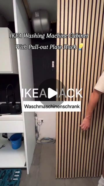 DIY - IKEA | Ikea hacks & ideas on Instagram: "Yes or No?🤩🔥💡
IKEA Hack | Washing Machine cabinet with pull-out plate. 

The HWR is becoming a stunner with the sliding door✨

@buildmyhomebytm shows you how to super hide the washing machine and install a pull-out board. 😍

Make sure to follow @myikeahacks  for more incredible hacks and home decor inspiration. 🏡✨ 

 Tag us #myikeahacks  in your next hack & idea 💡

What are your thoughts 💭 comment 👇
 
We love your ideas and hacks. If you 🫵🏻 #ikeacommunity also have IKEA IDEAS 💡 how to use an IKEA item a bit differently- share it with us and to get featured. 

©️ All Rights And Credits Reserved To The Respective Owners. DM for credit or removal.

.
#interiores #boligindretning #boligpluss #boligstyling #boligmagasinetdk #boligmagasin Diy Washing Machine Cabinet, Sliding Door Washing Machine, Ikea Washing Machine Cabinet, Washing Machine Cabinet Ideas, Hide Washing Machine, Ikea Sliding Door, Washing Machine Cabinet, Ikea Billy Hack, Ikea Hacks Ideas