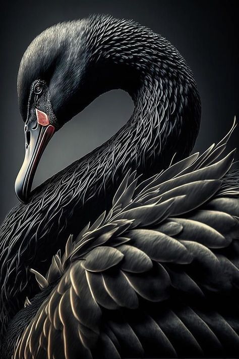 Beautiful Animals Photography Wildlife, Black Swan Painting, Black Swan Bird, Beautiful Nature Photos, White Scenery, Swan Artwork, Swan Pictures, Colorful Animal Paintings, Black Swans