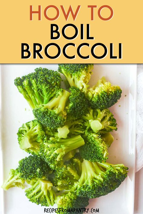 Boiling broccoli is easy to do, and the result is crisp tender broccoli florets that can be seasoned any way you like. Learn how to boil broccoli to retain its nutrients, and so it comes out perfectly done every single time. Broccoli is such a versatile side dish and it pairs well with all your favorite mains. This post shows you everything you need to know about how long to boil broccoli. Click through to get this awesome boiled broccoli recipe!! #boiledbroccoli #broccoliflorets #broccoli #... Cooked Broccoli Recipes On Stove, Broccoli Recipes Boiled, Steaming Broccoli On Stove, How Long To Boil Broccoli, How To Cook Raw Broccoli, Boiling Broccoli On Stove, How To Boil Broccoli, How To Boil Broccoli On The Stove, Fresh Broccoli Recipes Stove Top