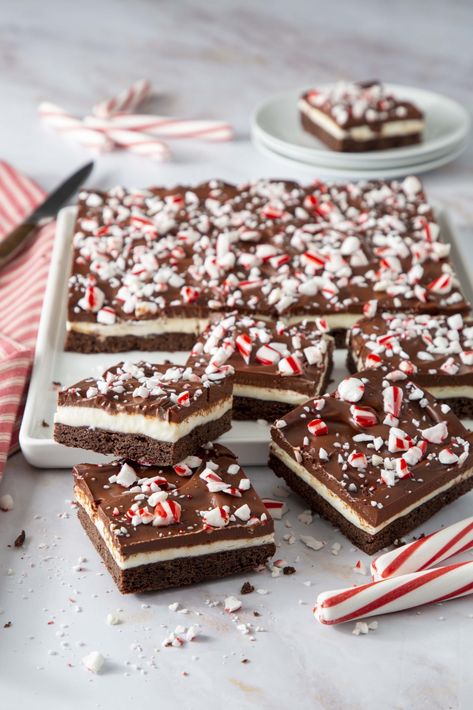 Peppermint Nanaimo Bars, Peppermint Sugar Cookie Bars, Dark Chocolate Peppermint Bark, Christmas Dessert Bars, Christmas Dessert Bar, Christmas Slices, Peppermint Bars, Peppermint Bark Brownies, Peppermint Cheesecake Bars