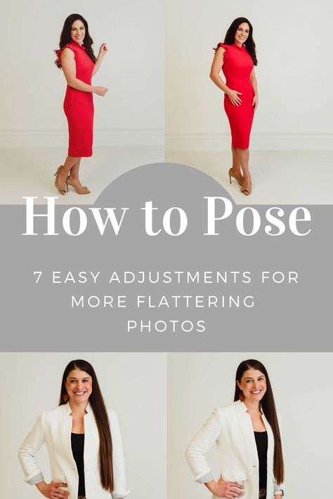 Best Picture Poses Women, Headshots Women Photographer, Pose In Group Photos, Portrait Posing For Women, Business Casual Poses For Women, How To Stand In A Group Photo, Casual Headshots Women Studio, Womens Headshot Poses, Brand Photoshoot Ideas Plus Size