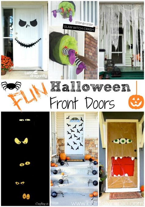 Halloween is right around the corner! There are so many fun ways to decorate your front door to welcome your trick-or-treaters. Halloween Decor For Door, Decorated Halloween Doors, Holloween Decore Idea Indoor Diy, Halloween Office Door Decorating Contest, Halloween Door Decorations Contest, Halloween Decorations Door, Halloween Door Decorations Classroom, Halloween Doors, Diy Halloween Door Decorations