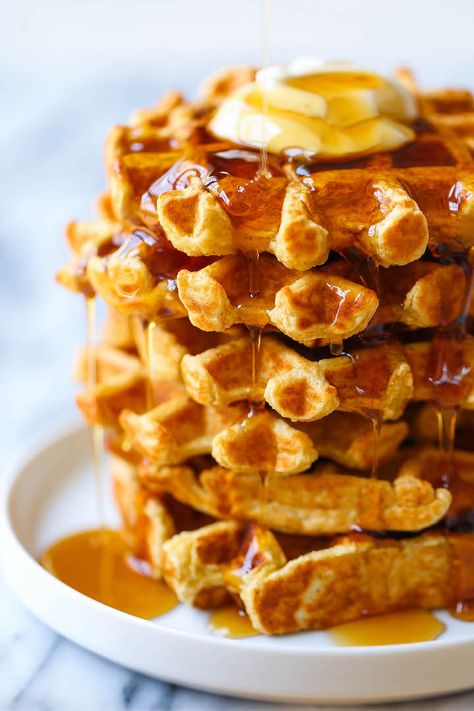 Healthy Protein Waffles - Damn Delicious 20g Protein, Protein Waffles, Cottage Cheese Recipes, Healthy Protein, Waffle Recipes, Protein Snacks, Cottage Cheese, Brunch Recipes, Breakfast Brunch