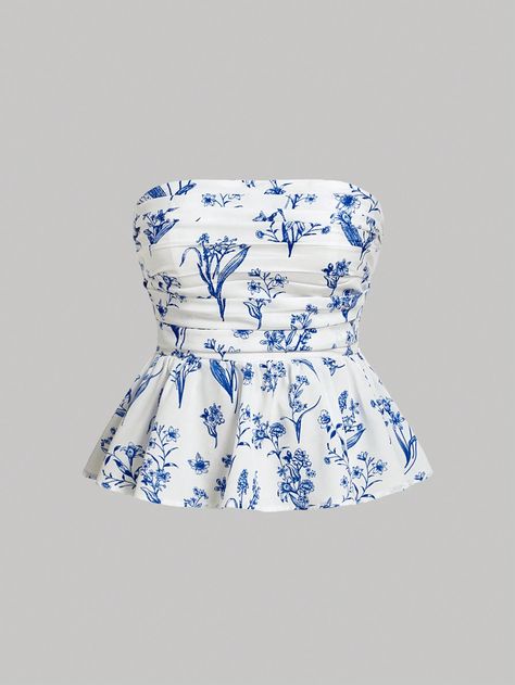 Blue Boho Collar Sleeveless Woven Fabric Floral,Plants,All Over Print  Embellished Non-Stretch  Women Clothing Camp Dress, Summer Holiday Outfits, Everyday Fashion Outfits, Trendy Fashion Tops, Casual Day Outfits, Wardrobe Outfits, Cute Preppy Outfits, Causual Outfits, Fabric Floral