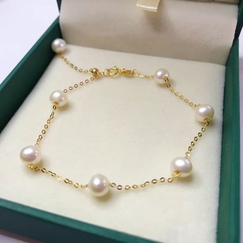 Hand bracelet for female. Link in bio. . . #bracelet #pearl #jewelry #girls Gold Bead Bracelet, Gold Pearl Bracelet, Round Mosaic, 18k Gold Bracelet, Gold Bead Bracelets, Laura Geller, Issey Miyake, Gold Pearl, Thom Browne