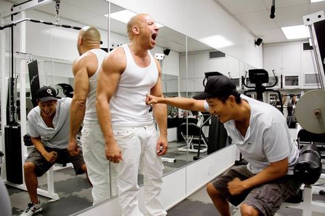 Vin Diesel and Sung Kang Fast And Furious 7, Tyrese Gibson, Tony Jaa, Bodybuilding Videos, Furious 7, Sung Kang, Bodybuilding Motivation Quotes, Workout Music, Ronda Rousey