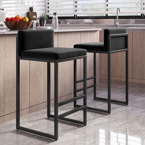 Amazon.com: CraftThink Counter Stool, Modern Armless Backrest Counter Stool Steel Cafe Bar Stool with Velvet Cushion and Pedal for Indoor Shop bar Home-Set of 6 Bar Stool(30" H) Black-Black : Home & Kitchen Amisco Counter Stool, Modern Island Stools, Modern Black Bar Stools, Black And White Bar Stools, Low Back Counter Stools Kitchen Islands, Cool Bar Stools Modern, Modern Stools For Kitchen Island, Island Chairs Counter Stools, Bar Stools Kitchen Island Modern