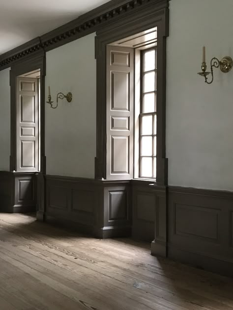 Historic Wall Paneling, 1890s Architecture, Light Walls With Dark Trim, Victorian Architrave, Wood Paneling Bedroom, Victorian Molding, 1800s Home, Georgian Interiors, Home Interior Accessories