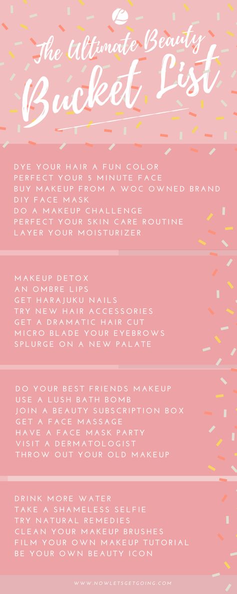 Beauty Tips: Here's your Ultimate Beauty Bucket List @nowletsgetgoing Beauty Bucket List, Pamper Checklist, Younique Presenter, Beauty Background, Makeup Challenges, Ombre Lips, Makeup To Buy, Dinner Recipes For Kids, Beauty Lover