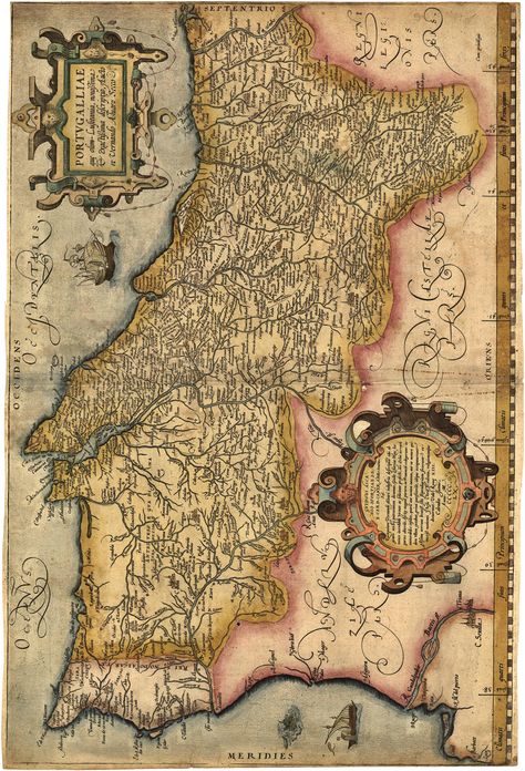 Map of Portugal in 1561 in the "Theatrum Orbis Terrarum" (1570) de Abraham Ortelius History Of Portugal, Portugal Map, Ancient Maps, Old Maps, Antique Maps, Old Map, Historical Maps, Vintage Maps, Andalusia