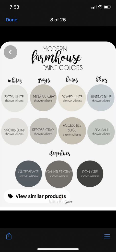 Outer Space Sherwin Williams, Sherwin Williams Outer Space, Outerspace Sherwin Williams, Inkwell Sherwin Williams, Iron Ore Sherwin Williams, Modern Farmhouse Paint Colors, Sea Salt Sherwin Williams, Mindful Gray, Dover White