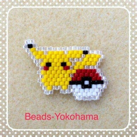 Pikachu Beads, Pokemon Bead, Miyuki Beads Pattern, Seed Bead Projects, Brick Stitch Earrings, Beaded Jewlery, Brick Stitch Pattern, Seed Bead Patterns, Beadwork Patterns