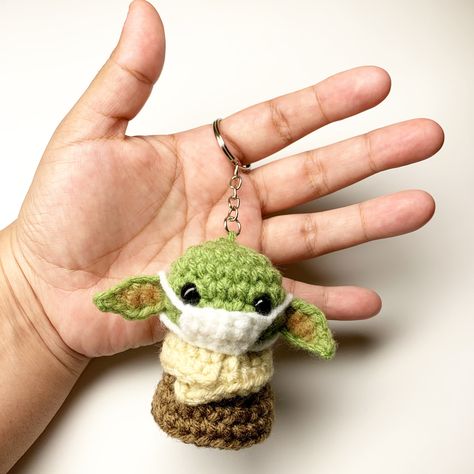 Yoda Keychain, Crochet Baby Yoda, Crochet Keychains, Crochet Keychain, The Mask, Flash Sale, Crochet Baby, Keychains, Crochet Earrings