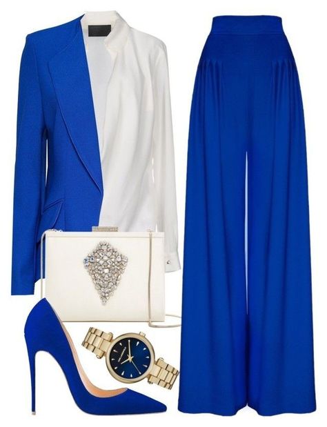 Royal Blue Outfits, Blue And White Outfits, Professional Outfits Women, Business Outfits Women, Stylish Work Attire, Woman Suit Fashion, Elegante Casual, Classy Work Outfits, Stylish Work Outfits