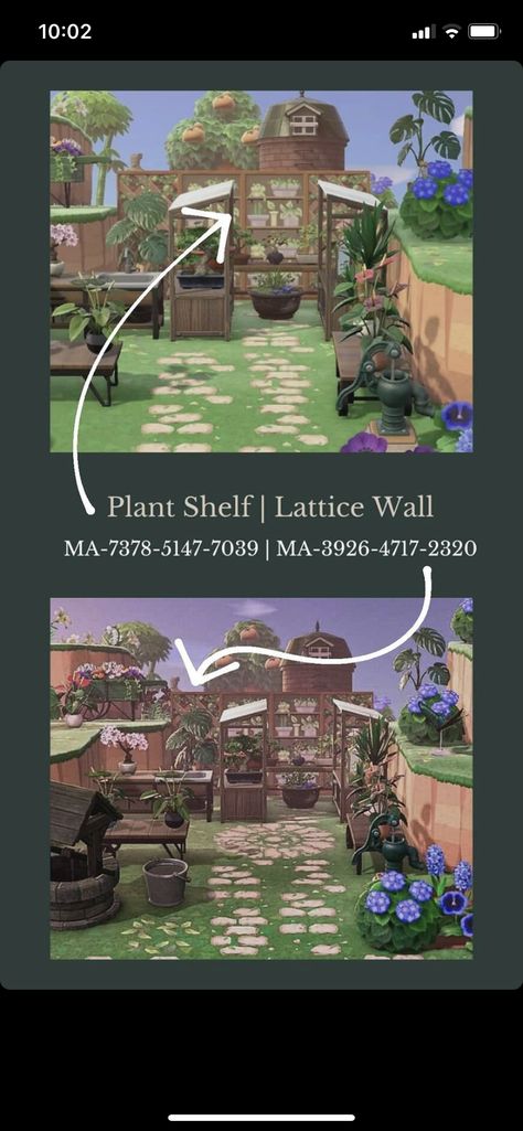 Acnh Winery, Lattice Wall, Plants Wall, Island Design, Animal Crossing Qr, Plant Shelves, Plant Wall, House Layouts, Design Inspo