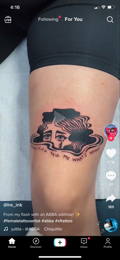 Chiquitita Abba Tattoo, Chiquitita Tattoo, Abba Tattoo, Abba Chiquitita, Female Tattoo Artists, Tat Ideas, Studio Art, Tattoo Inspo, Tattoos And Piercings