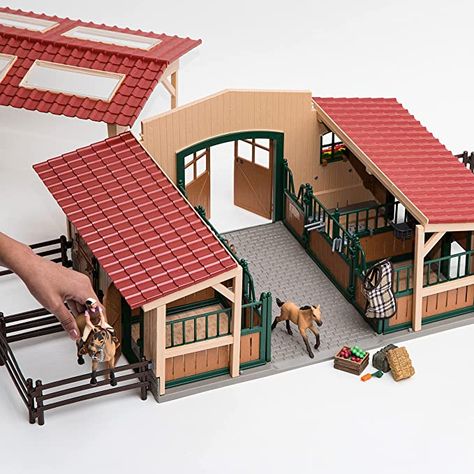 Schleich 42195 Stable with Horses and Accessories : Amazon.co.uk: Toys & Games Toy Horses Schleich, Horse Toys For Kids, Schleich Horses Stable, Toy Horse Stable, Rodeo Toys, Schleich Horses, Horse Toys, Bryer Horses, Playmobil Toys