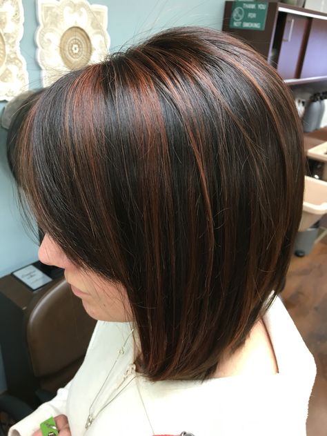 Cocoa cinnamon highlights                                                                                                                                                     More Cinnamon Highlights, Cinnamon Hair Color, Dye Highlights, Hair Color Fall, Cinnamon Hair Colors, Cinnamon Hair, Blue Ombre Hair, Bronde Hair, Red Highlights