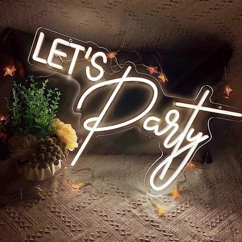 Amazon.com : Let's Party Large Neon Sign for Wall Decor, Lets Party LED Neon Lights with Dimmer Switch,12V Reusable Neon Light Sign for Bachelorette Party, Engagement Party, Birthday Party,Wedding, Party Banner : Tools & Home Improvement Neon Sign Party, Exhibition Signage, Ambiguous Quotes, Party Neon Sign, Business Decoration, Party Neon, Commercial Signs, Everyday Decor, Neon Decor