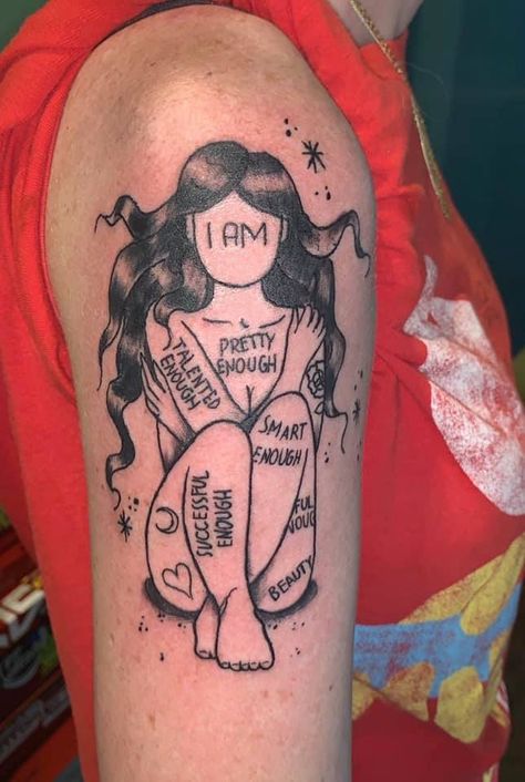 Loveeeee Plus Size Pinup Tattoo, Pinup Tattoos For Women, Plus Size Back Tattoo, Feminine Strength Tattoo, Plus Size Tattoo Ideas, Strength Tattoo Ideas, 90s Tattoo Ideas, Plus Size Tattoo, Plus Size Tattoos